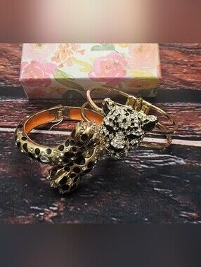 Designer Gold Tone Crystal Leopard Wrap Cuff Bracelet Rhinestones Spots